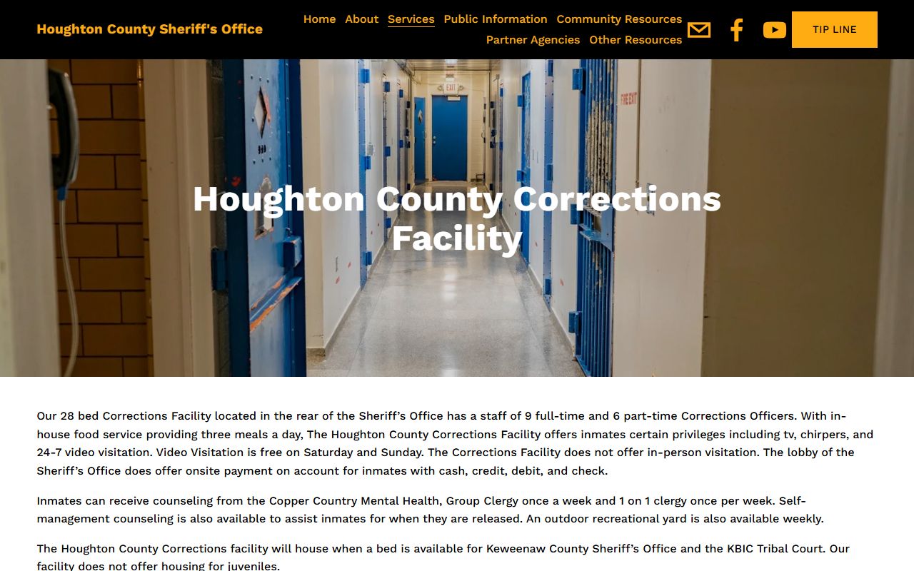 Houghton County corrections page for recent bookings