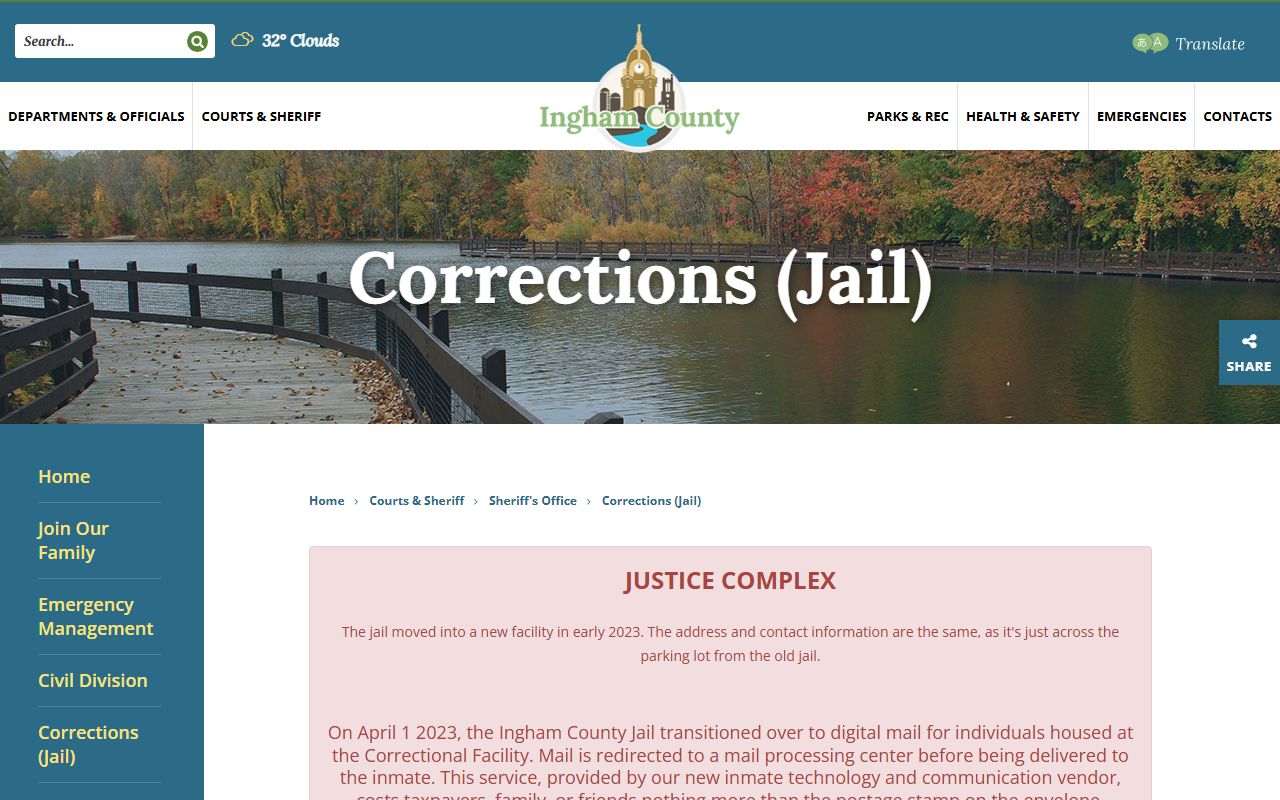 Ingham County corrections page for recent bookings information
